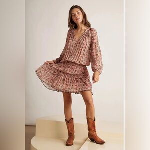 Aubrey Printed Peasant Dress Velvet by Graham & Spencer